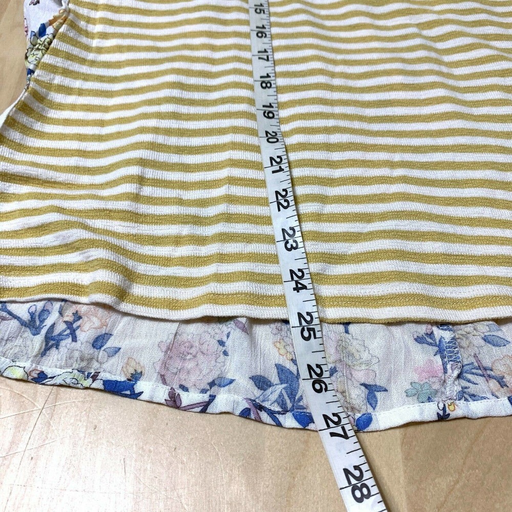 Doe & Rae Floral Ruffle Striped Knit Tank Top - Picture 4 of 7